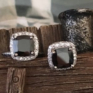 Black Sapphire Princess Cut Studs
